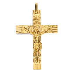 Croix Christ Solaire en Or Jaune 375, Dimension 30 x 42 mm - Lucas Lucor