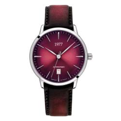 Montre EDMOND lie de vin argenté cuir 1977P01155 - 1977