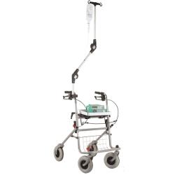 Porte sérum pour déambulateur ou fauteuil roulant