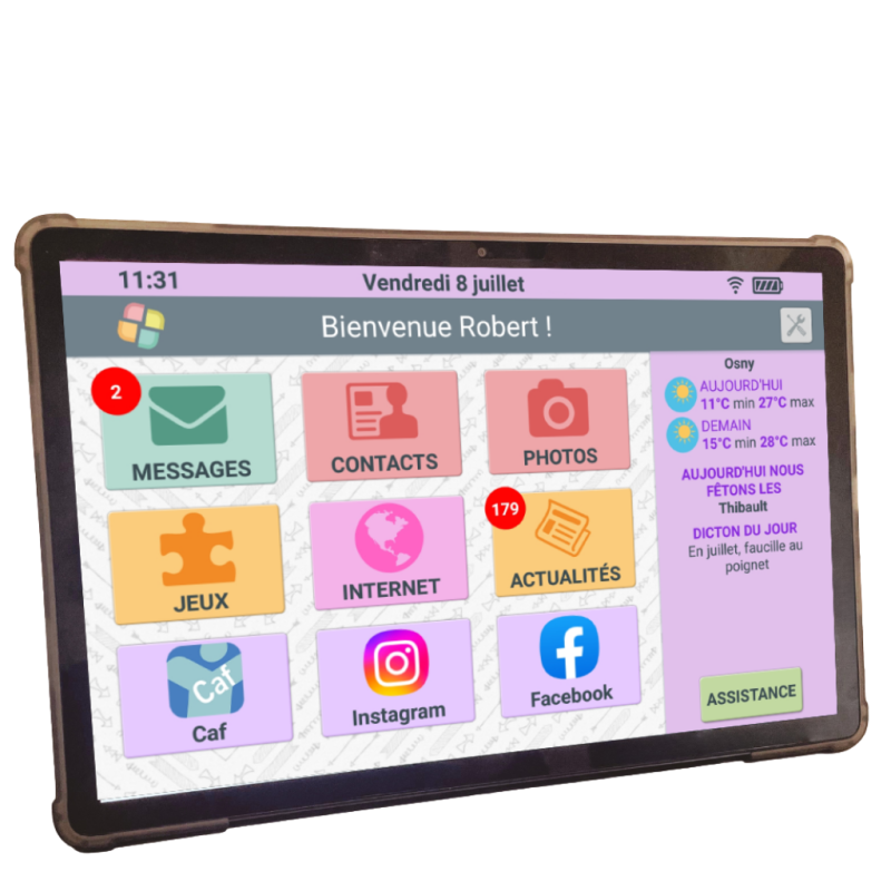 Tablette tactile senior Facilotab Classic XXL - Noir
