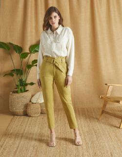 Pantalon cigarette Ava Color - OLIVE OIL
