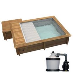 Piscine Urbaine 4.20x3.50xht1.33m Avec Couverture Automatique Immergée Automatique. Filtre à Sable Et Coffre De Filtration