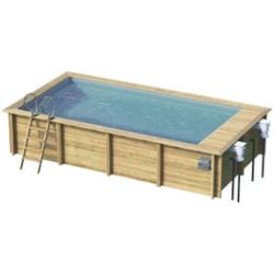 Piscine Urbaine Xl 6.50x3.50xht1.33m - Piscine Bois Avec Couverture Automatique Et Filtre à Sable