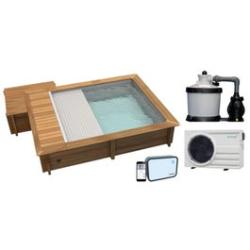 Piscine Urbaine 4.20x3.50xht1.33m Avec Coffret Connecté. Couverture Automatique Immergée Automatique. Pompe à Chaleur. Filtration à Sable Et Coffr