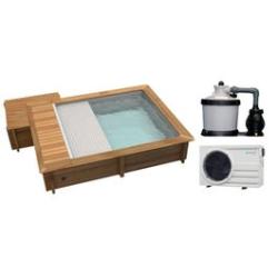 Piscine Urbaine 4.20x3.50xht1.33m Avec Couverture Automatique Immergée Automatique. Filtre à Sable. Pompe à Chaleur Et Coffre De Filtration