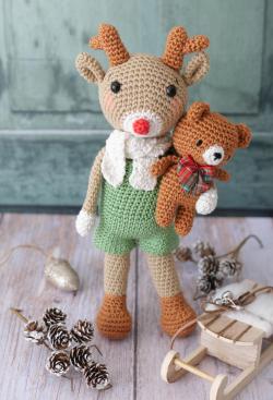 Kit crochet Lars le renne et Lumi son doudou ours - Bergère de France