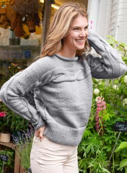 Fiche modèle - Pull à torsades col roulotté Doriane - Bergère de France