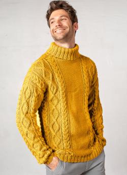 Fiche modèle - Pull à torsades col roulé Ilan - Bergère de France
