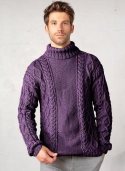 Fiche modèle - Pull à torsades col roulé Ilyess - Bergère de France