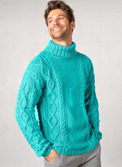 Fiche modèle - Pull à torsades col roulé Igal - Bergère de France