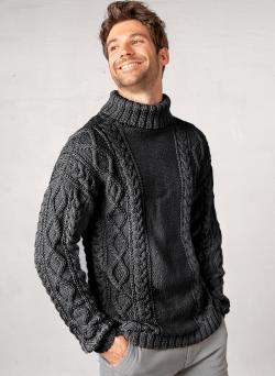 Fiche modèle - Pull à torsades col roulé Iliace - Bergère de France