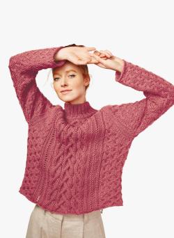 Fiche modèle - Pull à torsades col montant Indie - Bergère de France