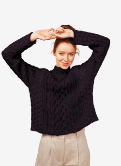 Fiche modèle - Pull à torsades col montant Irina - Bergère de France