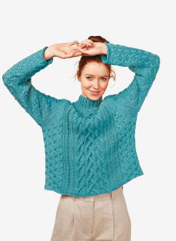 Fiche modèle - Pull à torsades col montant Ivy - Bergère de France