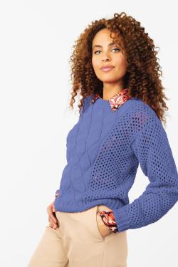 Fiche modèle - Pull torsades et ajourés Célina - Bergère de France