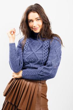 Fiche modèle - Pull à torsades ajourées Bérangère - Bergère de France
