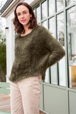 Fiche modèle - Pull poilu large femme Anastasia - Bergère de France