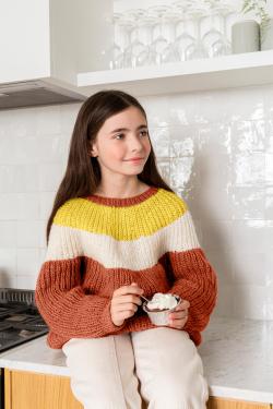 Fiche modèle - Pull fille top down Leya - Bergère de France