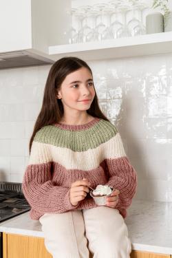 Fiche modèle - Pull fille top down Lilou - Bergère de France