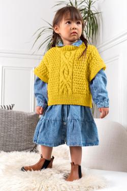 Fiche modèle - Sur-pull fille à torsades Irene - Bergère de France