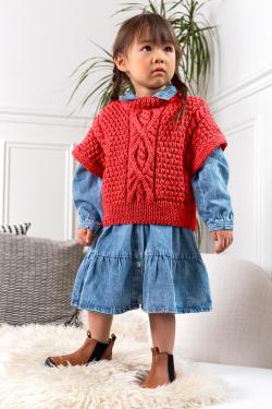 Fiche modèle - Sur-pull fille à torsades Ilona - Bergère de France