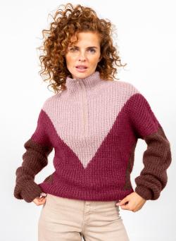 Fiche modèle - Pull camionneur color block Laurina - Bergère de France