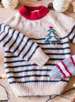 Fiche modèle - Pull enfant raye sapin Brian - Bergère de France