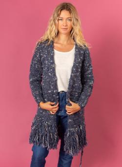Fiche modèle - Long gilet à franges Keira - Bergère de France