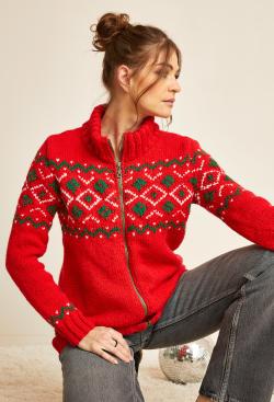 Fiche modèle - Gilet zippé jacquard noël Salomé - Bergère de France