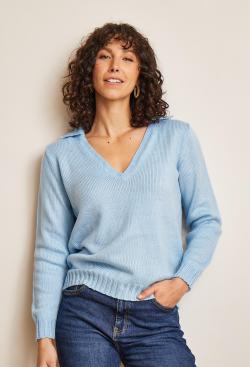 Fiche modèle - Pull col V Blanche - Bergère de France