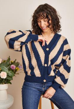 Fiche modèle - Gilet jacquard zebre Ines - Bergère de France