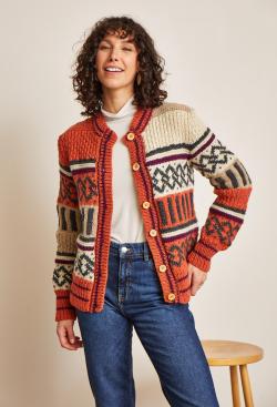 Fiche modèle - Gilet jacquard et point fantaisie Salomé - Bergère de France