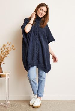 Fiche modèle - Poncho à torsades Rachel - Bergère de France