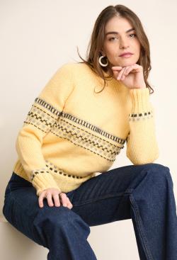 Fiche modèle - Pull brodé manches marteau Bianca - Bergère de France