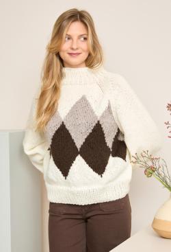 Fiche modèle - Pull jacquard géométrique Bénédicte - Bergère de France