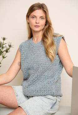 Fiche modèle - Pull ajouré sans manches Emma - Bergère de France
