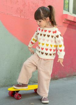 Fiche modèle - Pull jacquard cœurs Iris - Bergère de France