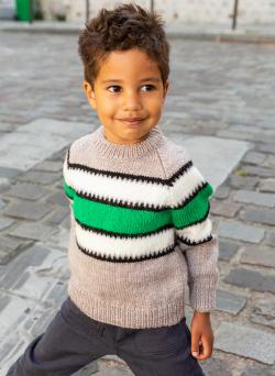 Fiche modèle - Pull raglan à bandes Ben - Bergère de France