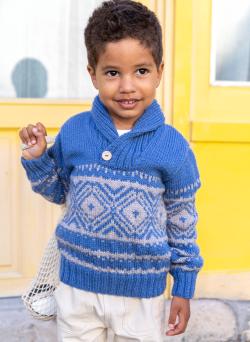 Fiche modèle - Pull jacquard col châle Brice - Bergère de France