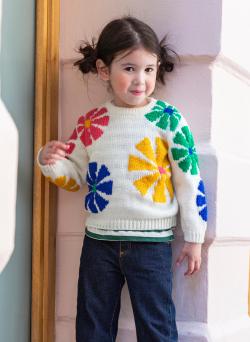 Fiche modèle - Pull jacquard fleurs colorées Bertille - Bergère de France
