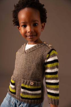 Fiche modèle - Pull manches rayées Ilyas - Bergère de France