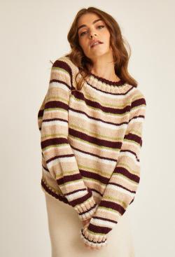 Fiche modèle - Pull top down rayé Beth - Bergère de France
