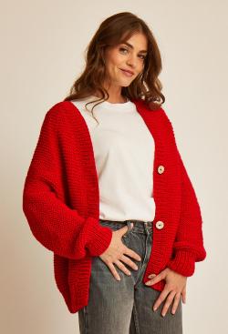 Fiche modèle - Gilet empiècement point mousse Stella - Bergère de France
