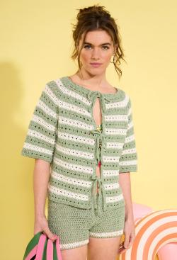 Fiche modèle - Gilet rayé au crochet Erine - Bergère de France