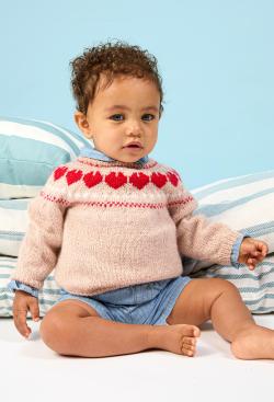 Fiche modèle - Pull empiècement jacquard cœur Isis - Bergère de France