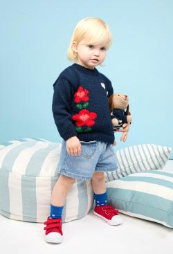 Fiche modèle - Pull jacquard cœurs et fleurs Isabella - Bergère de France
