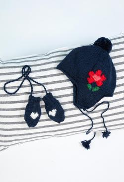 Fiche modèle - Ensemble bonnet et moufles Iris - Bergère de France