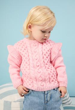 Fiche modèle - Pull à torsades et volants Beth - Bergère de France