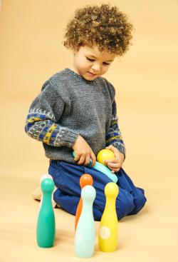 Fiche modèle - Pull manches jacquard enfant Icare - Bergère de France