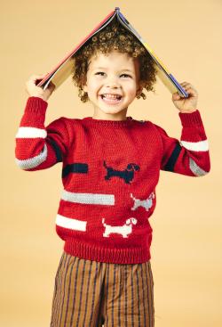 Fiche modèle - Pull enfant Boris jacquard petits teckels - Bergère de France